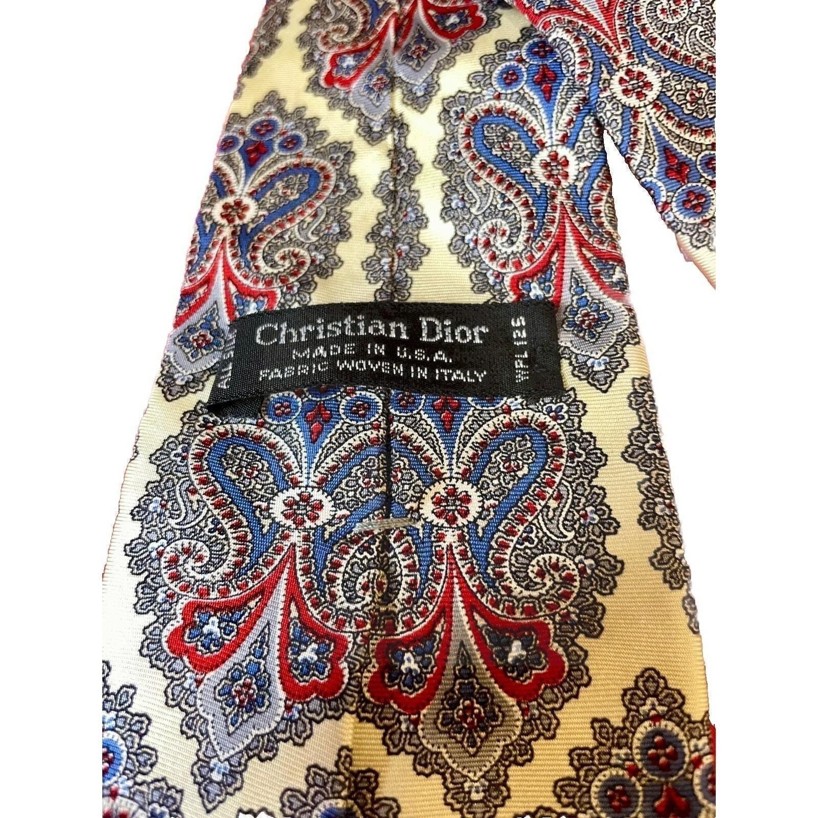 Christian Dior Silk Jacobsons Vintage Men's Neck Tie Paisley Print 100% Silk — image 3 of 5